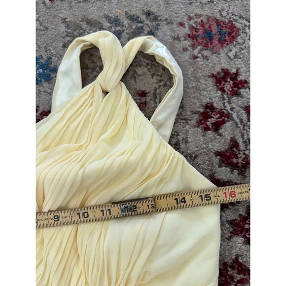 Vintage Donna Morgan butter Yellow Rhea One-Shoulder Chiffon Dress Size 4 - Picture 9 of 13